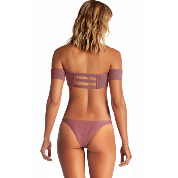 💕VITAMIN A💕 Rose Rib Bikini Set Havana Top + Carmen Bottom Dusty Rose 10 L NWT - Picture 5 of 16